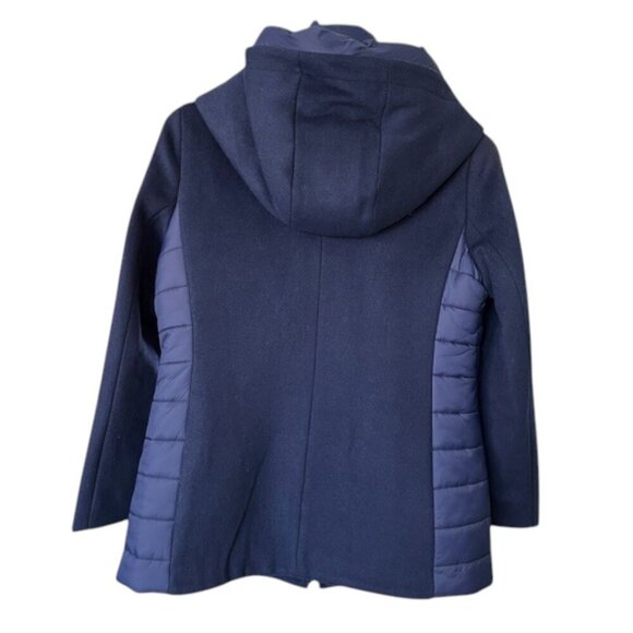 Soia & Kyo Womens Viviana Wool Blend and Quilted Puffer Hooded Coat in Lapis Lrg - Picture 12 of 16